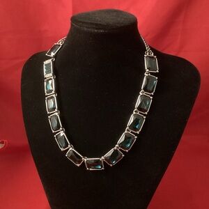 Lia Sophia blue and silver tone squares pieces necklace